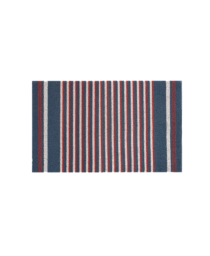 Nautica Polyvinyl Chloride Loop Utility Indoor or Outdoor Striped Mat