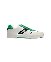 Dkny Men's Side Logo Perforated Two Tone Branded Sole Racer Toe Sneakers