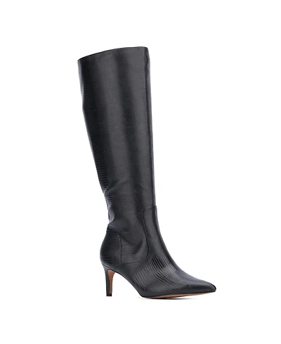 Women's Piper- lizard Embossed Kitten Heel Boots
