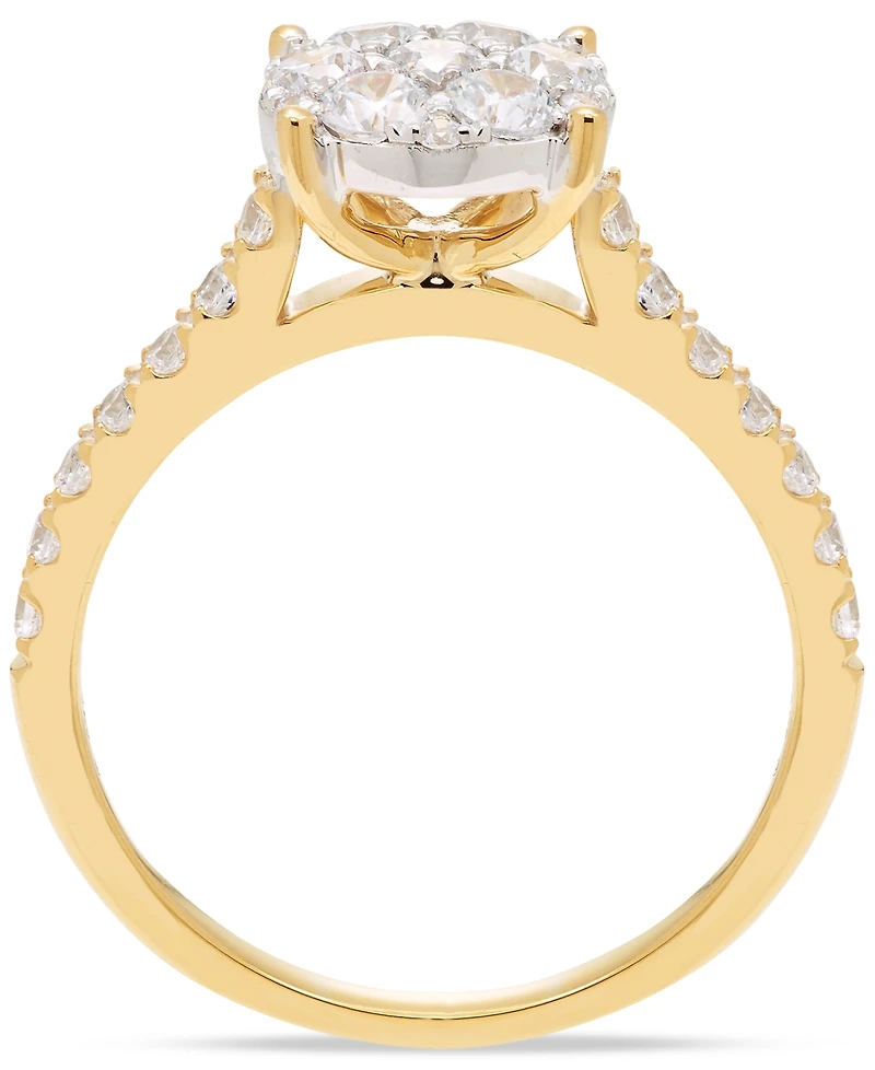 Diamond Cluster Engagement Ring (1 ct. t.w.) in 14k Two-Tone Gold