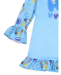 Bubble Guppies Toddler Girls Nickelodeon Nightgown ABCs Long-Sleeve Raglan Pajama