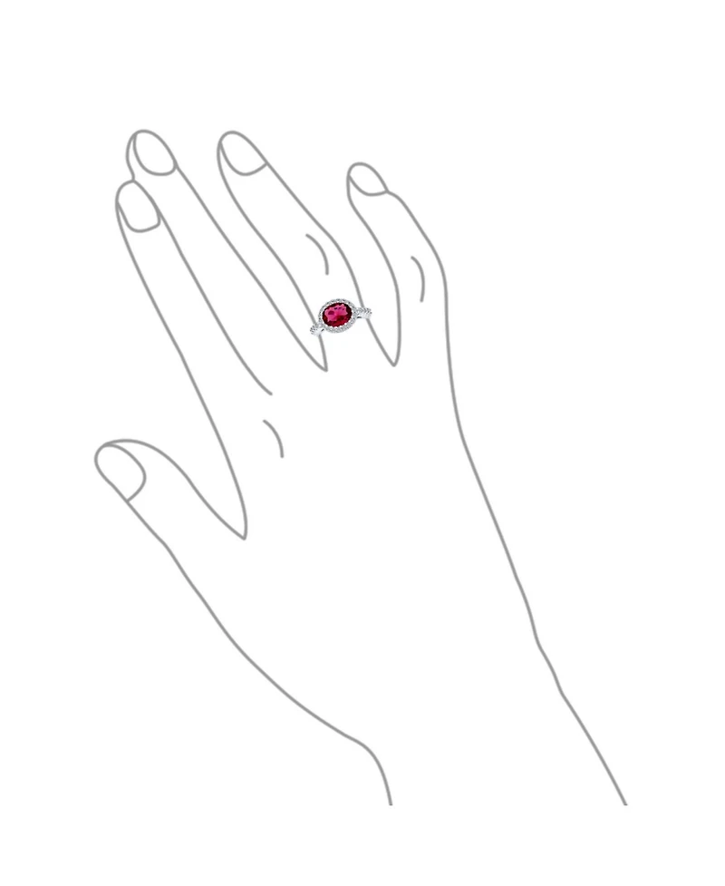 Bling Jewelry 3CTW Oval Solitaire Cubic Zirconia Cz Pave Red Statement Fashion Ring Silver Plated Brass