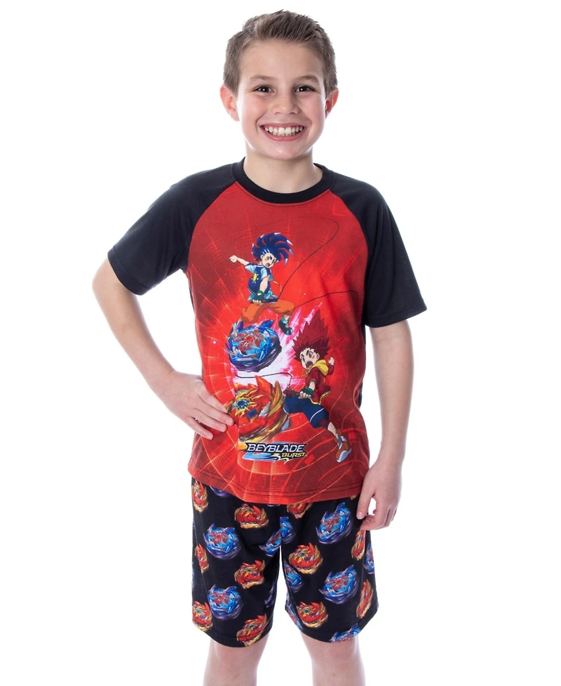 Beyblade Boys Burst Surge Hikaru and Hyuga 2PC T-Shirt Shorts Pajama Set
