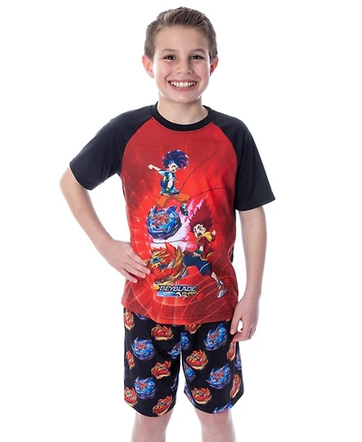 Beyblade Boys Burst Surge Hikaru and Hyuga 2PC T-Shirt Shorts Pajama Set