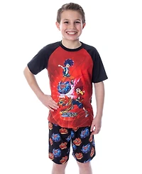 Beyblade Boys Burst Surge Hikaru and Hyuga 2PC T-Shirt Shorts Pajama Set