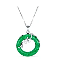 Bling Jewelry Asian Style Jade Dragon Pendant Necklace Sterling Silver 18 Inch Red & Green Disc