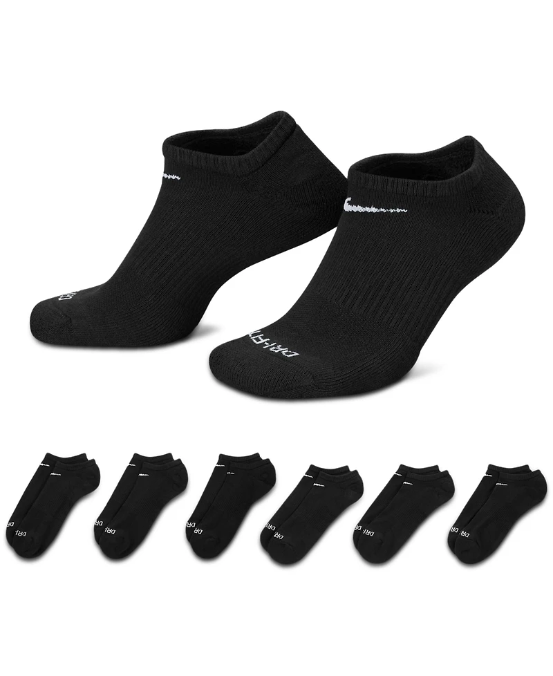 Nike Unisex Everyday Plus Cushioned Training No-Show Socks 6 Pairs