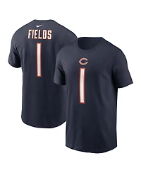 Men's Nike Justin Fields Navy Chicago Bears Player Name and Number T-shirt