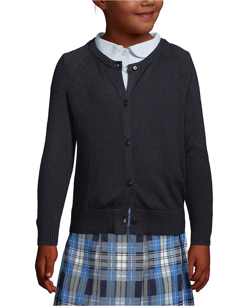 Lands' End Girls School Uniform Cotton Modal Cardigan Sweater