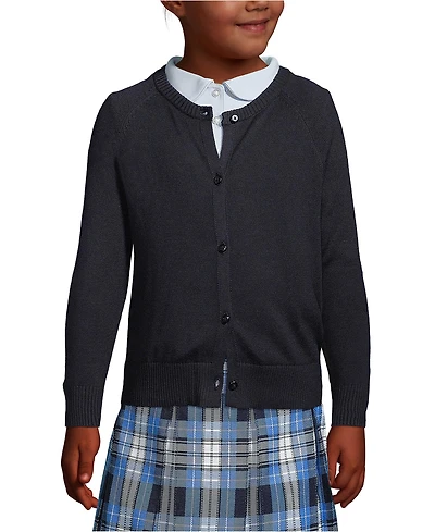 Lands' End Girls School Uniform Cotton Modal Cardigan Sweater