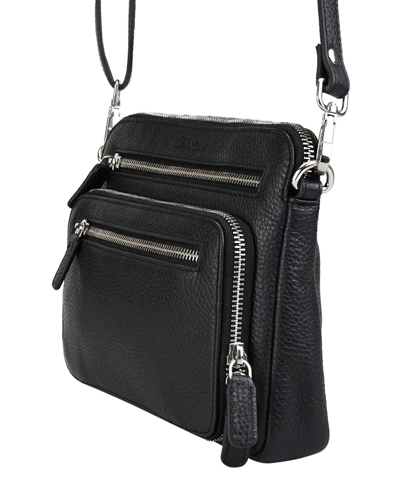 Mancini Pebbled Collection Valerie Leather Mini Crossbody Bag