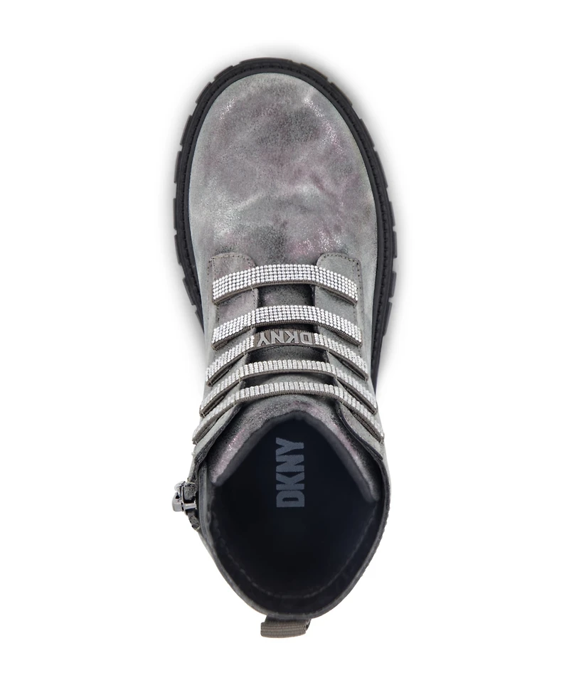 Dkny Little Girls Carrie Side Zipper Moto Shine Boots