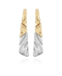 T Tahari Two-Tone Textured Hoop Earrings