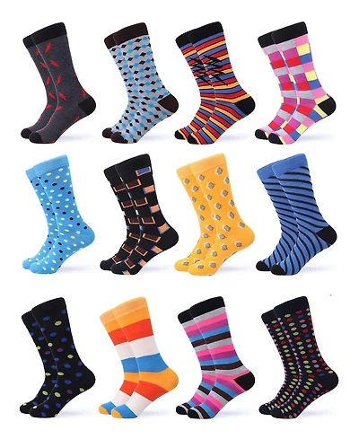 Gallery Seven Men's Swish Colorful Dress Socks 12 Pack