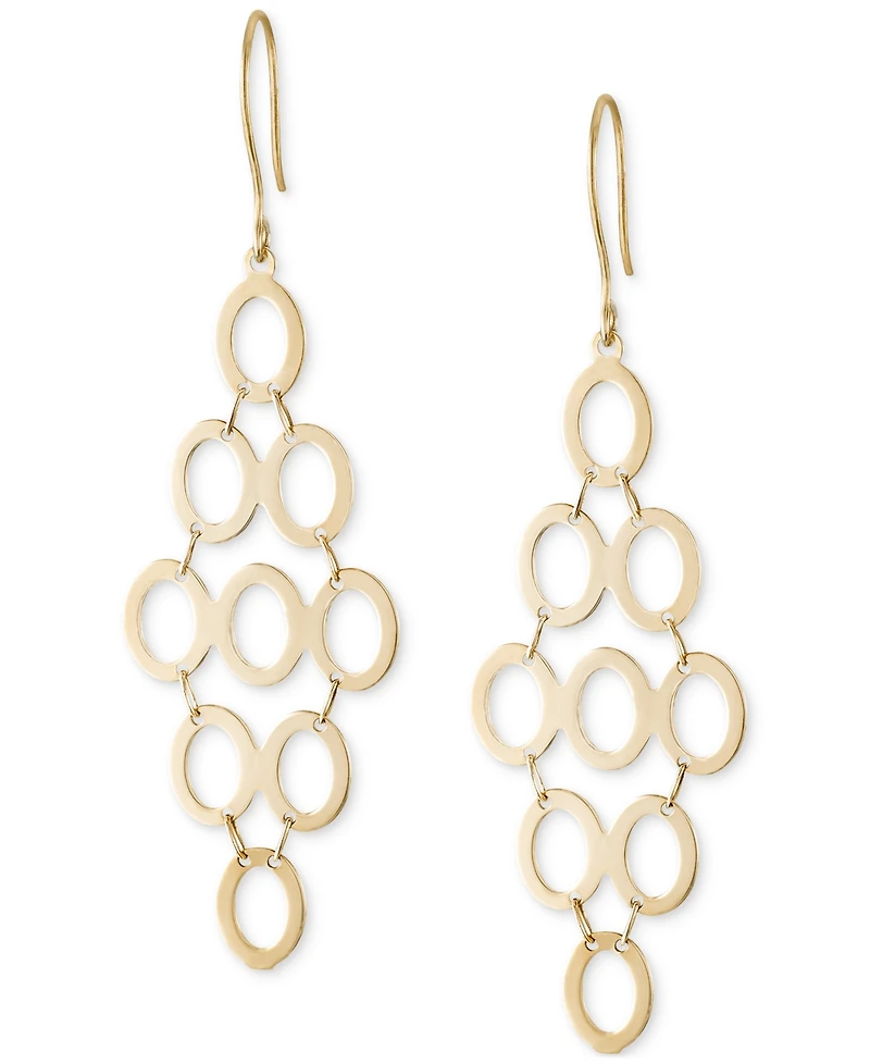 Polished Multi-Circle Chandelier Drop Earrings in 10k Gold