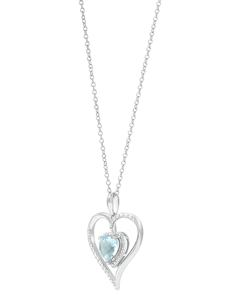 Birthstone Gemstone & Diamond Accent Heart 18" Pendant Necklace 14k Gold-Plated Sterling Silver