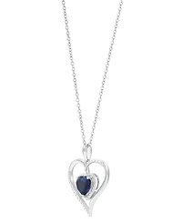 Birthstone Gemstone & Diamond Accent Heart 18" Pendant Necklace 14k Gold-Plated Sterling Silver