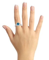 Macy's London Blue Topaz (2-3/8 ct. t.w.) and Diamond (1/2 Halo Ring 14K Gold