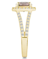 Macy's Morganite (1-7/8 ct. t.w.) and Diamond (1/2 Halo Ring 14K Yellow Gold