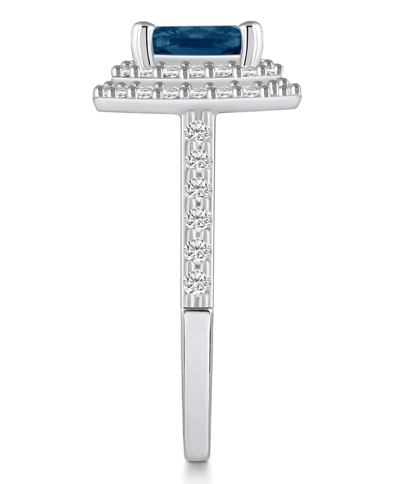 Macy's London Blue Topaz and Diamond Accent Halo Ring 14K White Gold