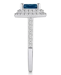Macy's London Blue Topaz and Diamond Accent Halo Ring 14K White Gold