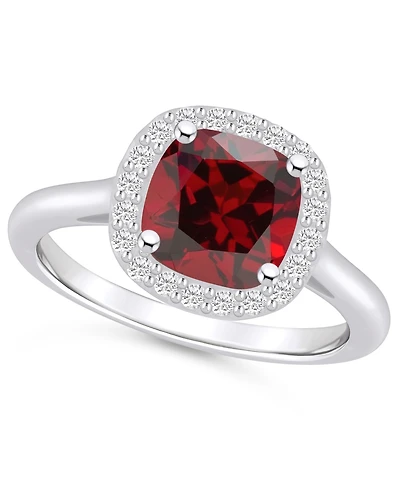 Macy's Garnet (2-3/4 ct. t.w.) and Diamond (1/4 Halo Ring 14K White Gold