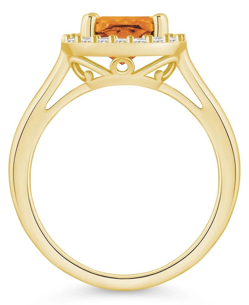 Macy's Citrine (2 ct. t.w.) and Diamond (1/4 Halo Ring 14K Yellow Gold