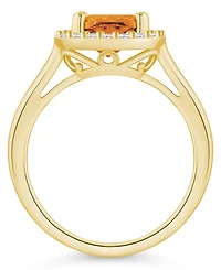 Macy's Citrine (2 ct. t.w.) and Diamond (1/4 Halo Ring 14K Yellow Gold