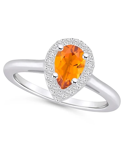 Macy's Citrine (7/8 ct. t.w.) and Diamond (1/5 Halo Ring 14K White Gold