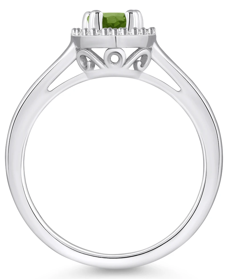 Macy's Peridot (1 ct. t.w.) and Diamond (1/5 Halo Ring 14K White Gold