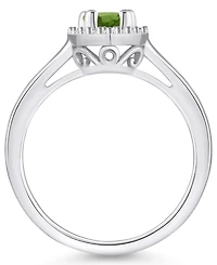 Macy's Peridot (1 ct. t.w.) and Diamond (1/5 Halo Ring 14K White Gold