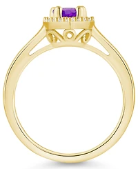 Macy's Amethyst (7/8 ct. t.w.) and Diamond (1/5 Halo Ring 14K Yellow Gold
