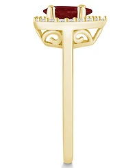 Macy's Garnet (1-1/10 ct. t.w.) and Diamond (1/5 Halo Ring 14K Yellow Gold