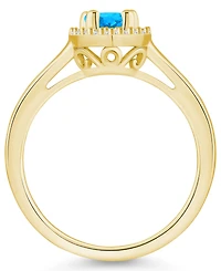 Macy's Blue Topaz (1 ct. t.w.) and Diamond (1/5 Halo Ring 14K Yellow Gold