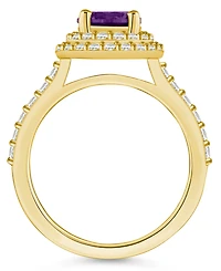 Macy's Amethyst and Diamond Accent Halo Ring 14K Yellow Gold