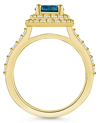 Macy's London Blue Topaz and Diamond Accent Halo Ring 14K Yellow Gold