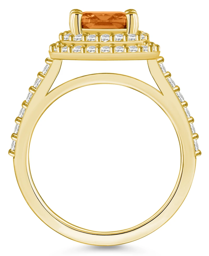 Macy's Citrine and Diamond Accent Halo Ring 14K Yellow Gold