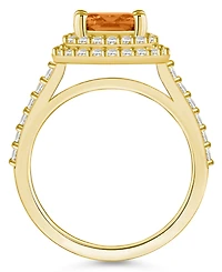 Macy's Citrine and Diamond Accent Halo Ring 14K Yellow Gold
