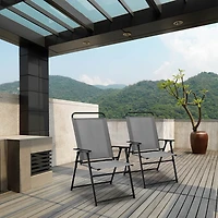 2pcs Patio Folding Sling Chairs Dining Armrest Backrest Outdoor Portable