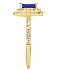 Tanzanite (2-1/3 ct. t.w.) & Diamond (5/8 Cushion Halo Statement Ring 14k Gold
