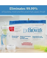 Dr. Browns Baby Microwave Steam Sterilizer Bags for Baby Bottles & Parts, 5 Pack