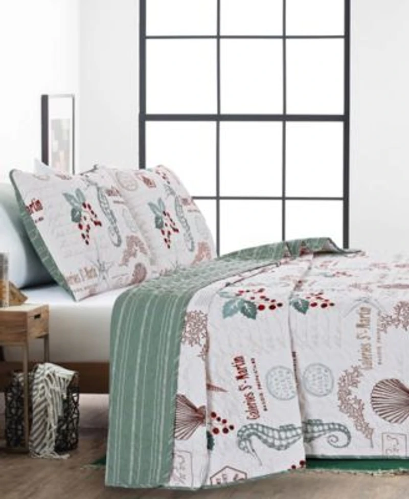 Videri Home Holiday Writing Reversible 3 Piece Quilt Sets
