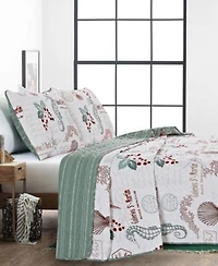 Videri Home Holiday Writing Reversible 3 Piece Quilt Sets