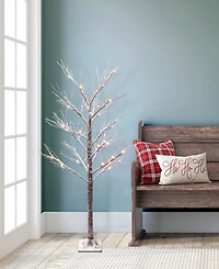 Puleo 4' Pre-Lit Flocked Artificial Twig Tree
