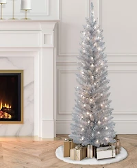 Puleo 4.5' Pre-Lit Tinsel Artificial Tree