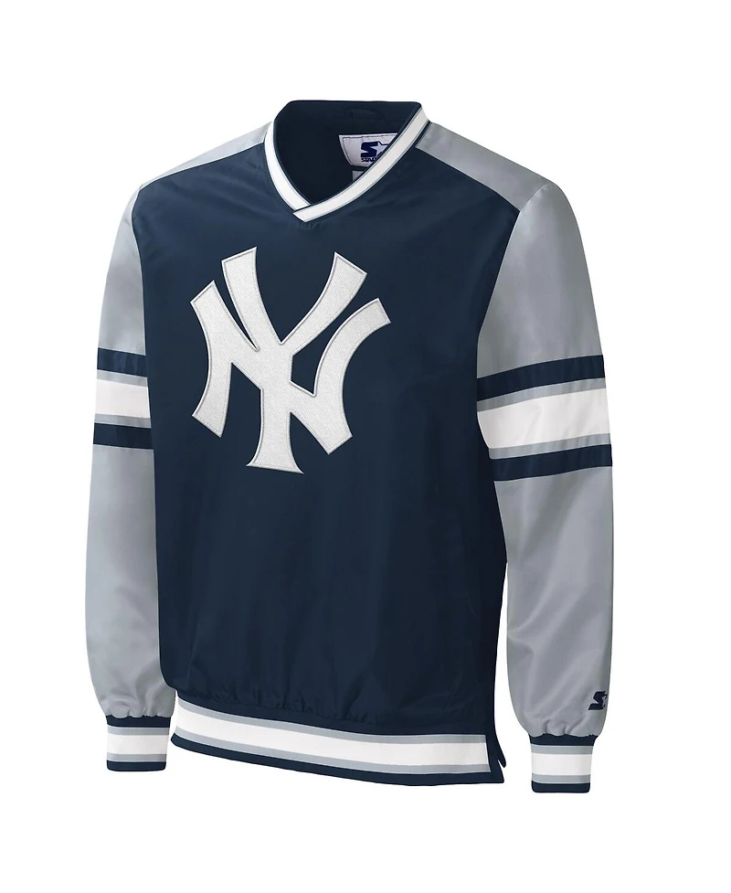 Men's Starter Navy New York Yankees Yardline Pullover Windbreaker