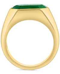 Effy Men's Jade Octagon Ring in 14k Gold-Plated Sterling Silver