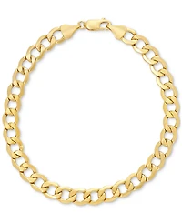 Lightweight Men's Beveled Curb Link Chain Bracelet in 10k Gold