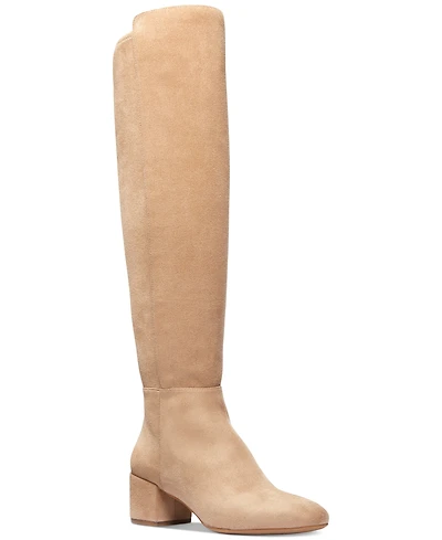 Michael Michael Kors Women's Braden Zip Up Suede Knee High Boots
