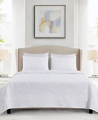 Closeout! Videri Home Coastal Palm Embroidered 3-Piece Quilt Set, King